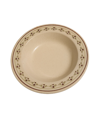 Vintage Anchor Hocking Chantilly Rimmed Salad Plate – Beige Floral Stoneware – 1970s/80s – You Choose Qty (1-4-7)