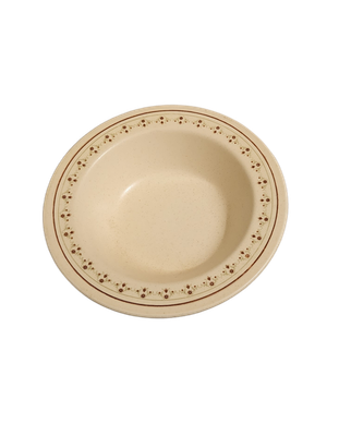 Vintage Pfaltzgraff Village Large Serving Bowl – Beige with Brown Accents – 27 oz Stoneware
