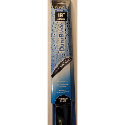 "Types Dura Blade 19-inch (480mm) wiper blade, designed for long-lasting durability and clear visibility."