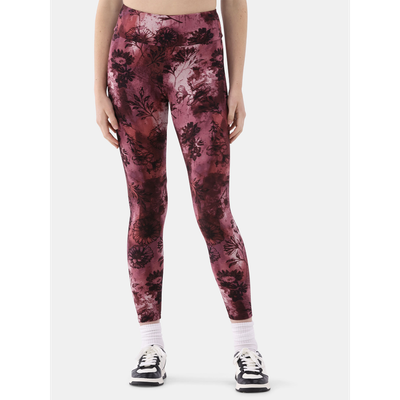 Alt Text: No Boundaries Women's Sueded Ankle Leggings, Pressed Floral Print, S/M, Slim Fit, High Rise