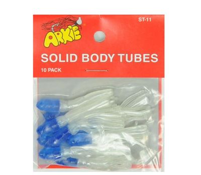 Arkie Lures Solid Body Fishing Tube, Color Blue &amp; Pearl