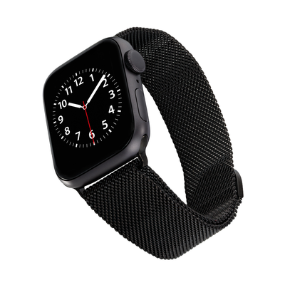 "WITHit Black Stainless Steel Mesh Band for Apple Watch in various sizes"
