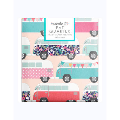 "Create It 18x21 100% Cotton Campers Precut Fabric, Pink, 1 Piece"
