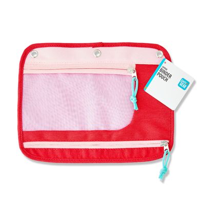 "Pen+Gear Polyester 2-Zipper Binder Pouch in Pink and Red, 10.25 x 7.75 inches"
