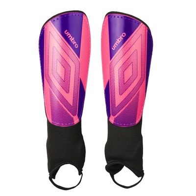 "Pink Umbro Ceramica Junior Stirrup Soccer Shin Guards"
