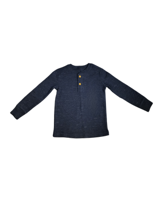 Toddler Boy Jumping Bean  Long Sleeve Thermal Henley T-Shirt – Bayou Navy (Size: 2T)
