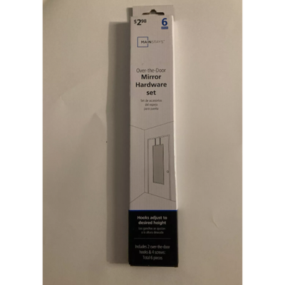  Mainstays Over The Door Mirror Hardware Set, 6 Pieces, Black