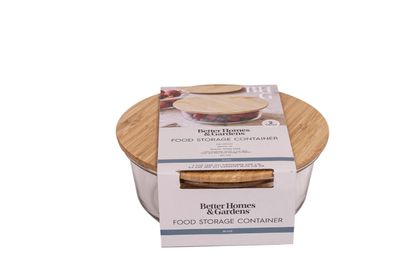 BHG 4 Cup Glass Food Storage Container with Bamboo Lid.