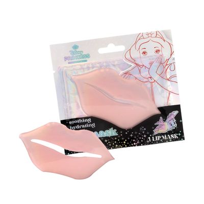 A single coral-colored Disney Princess lip mask in its packaging, suitable for all genders, designed to moisturize and rejuvenate lips.