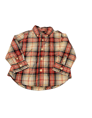 Baby &amp; Toddler Organic Cotton Poplin Shirt – Tomato Red (Size: 2 Years)