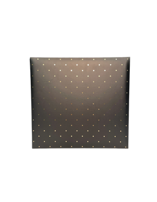 Hom Essence Black w/ Gold Foil Dots Scrapbook with 12 "x 12" Top Loaded Pages. Stores photos or memorabilia.