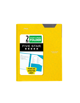 Five Star Stay-Put Plastic and Prong Folder, Pacific Blue &amp; Harvest Yellow (340300B-WMT22 &amp; 340300E-WMT22) — Durable, Water-Resistant, School &amp; Office Folders