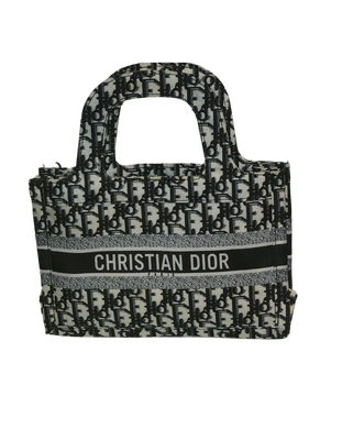 Christian Dior-Inspired Mini Book Tote  Oblique Monogram  Black &amp; White Canvas Handbag  Made in Italy  Pre-Owned