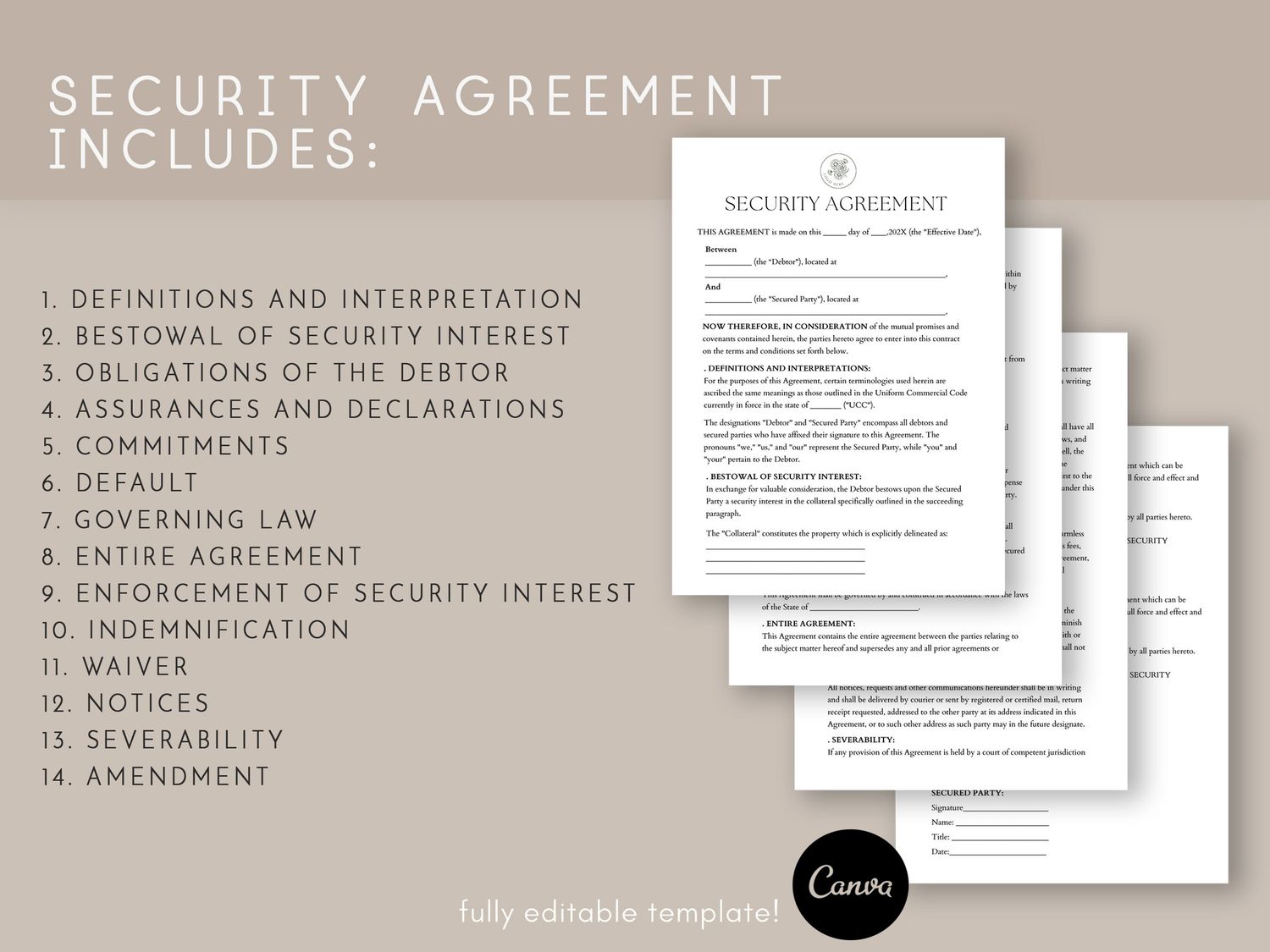 Security Agreement Master Document