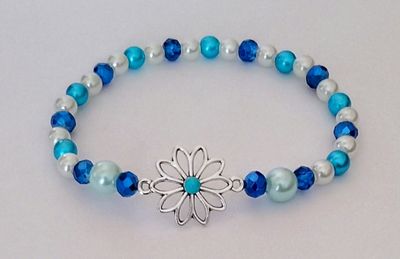 Handcrafted Beaded Flower Stretch Bracelet