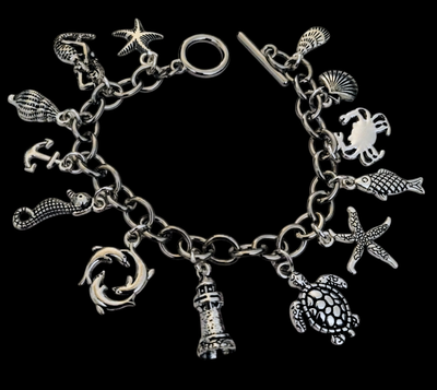 Silver Tone Nautical Charm Bracelet