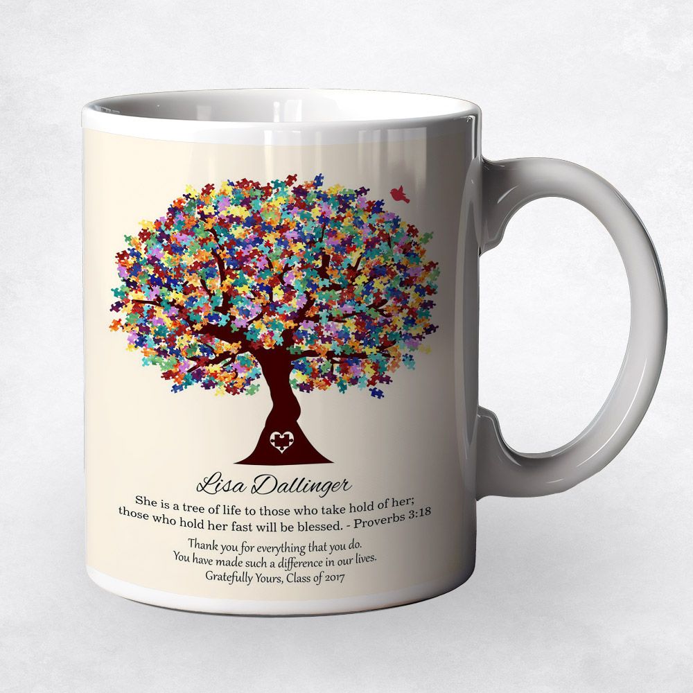 Puzzle Tree Leaves Ceramic Coffee Mug Community Gift M-1499