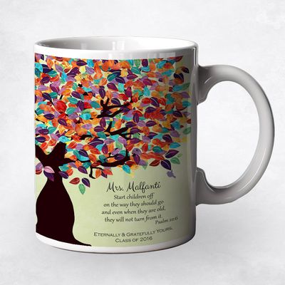 Colorful Spring Tree On Green Ceramic Coffee Mug Community Gift M-1232