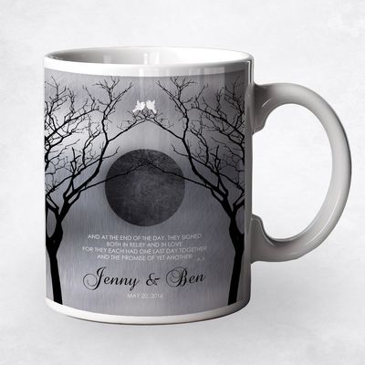 Bare Trees Full Moon Anniversary Ceramic Coffee Mug Gift For Couples M-1344