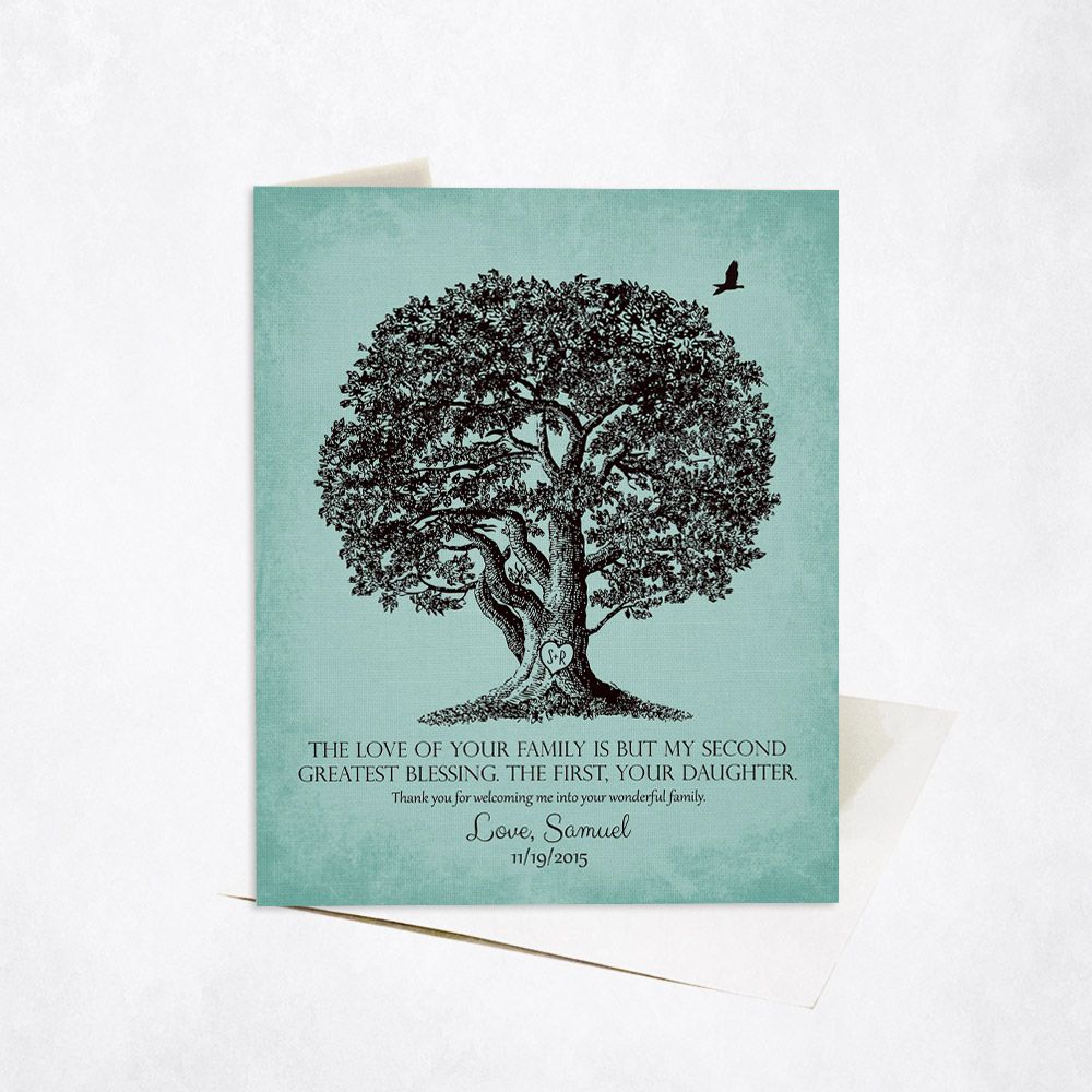 Large Oak Tree O Turquoise Wedding Stationery Card For Mother Of The Bride C-1158