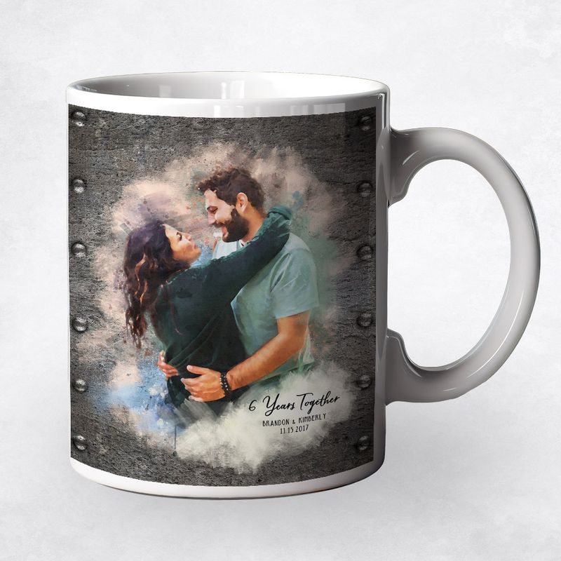 Watercolor Portrait Anniversary Ceramic Coffee Mug Gift For Couples M-1841