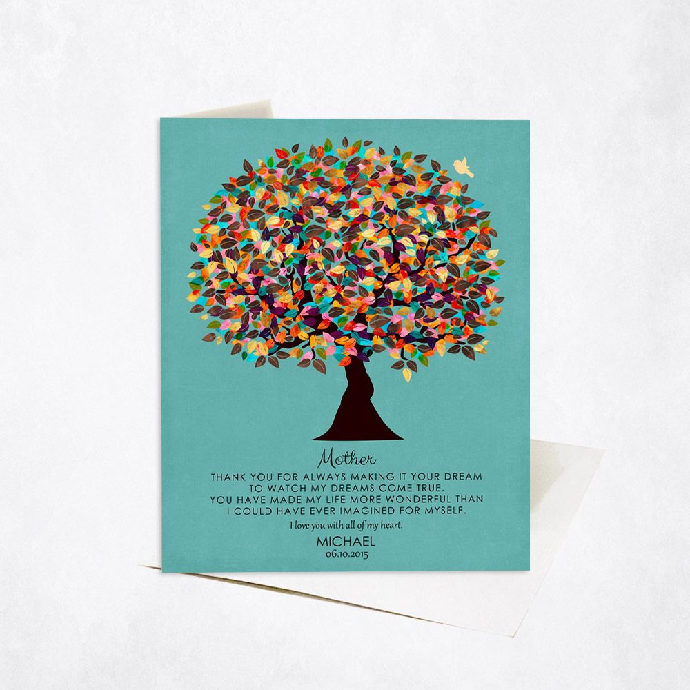 Late Spring Tree Family Stationery Card For Mother C-1312