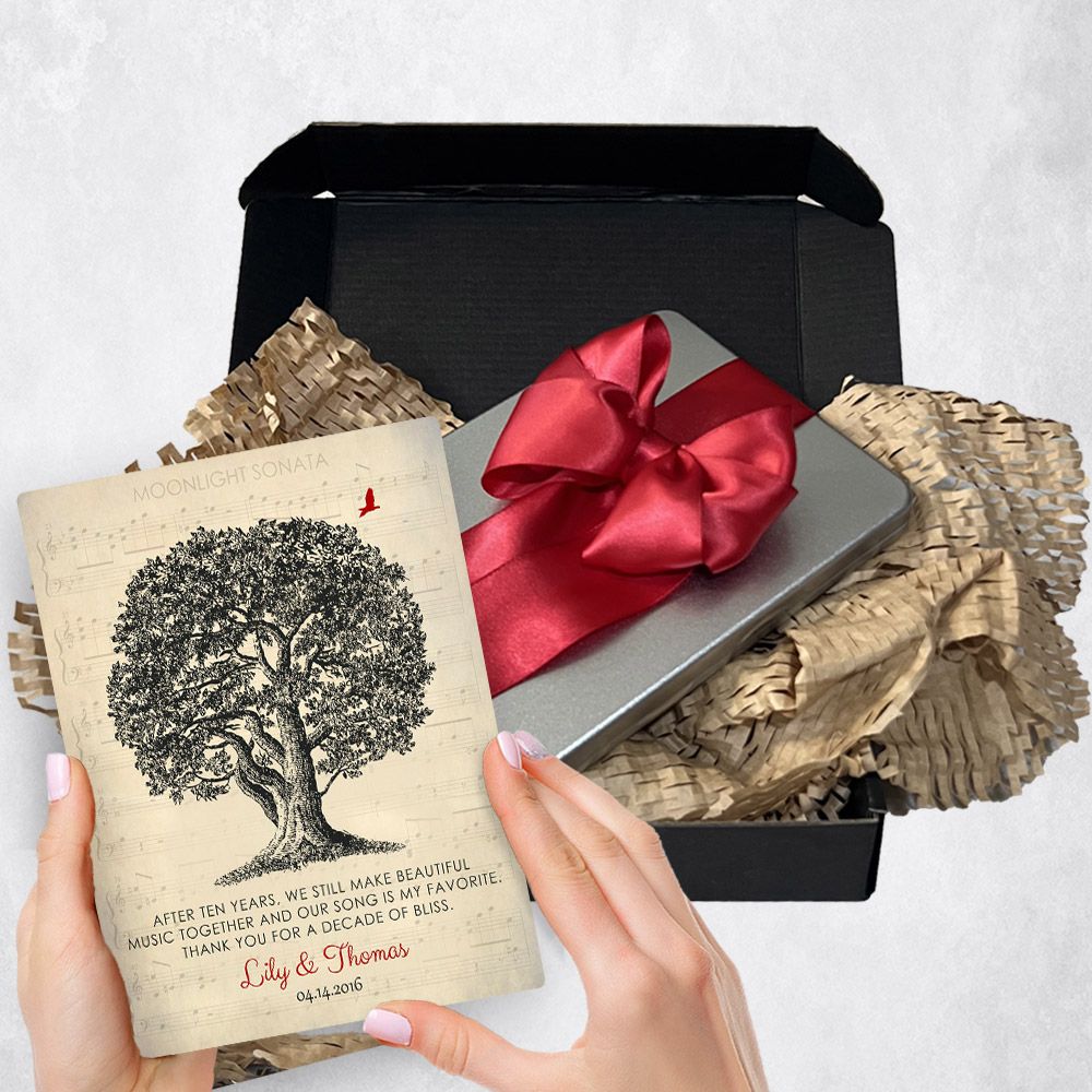 Oak Tree And Sheet Music Metal Plaque Anniversary Gift Delivery For Couples Toy-1340