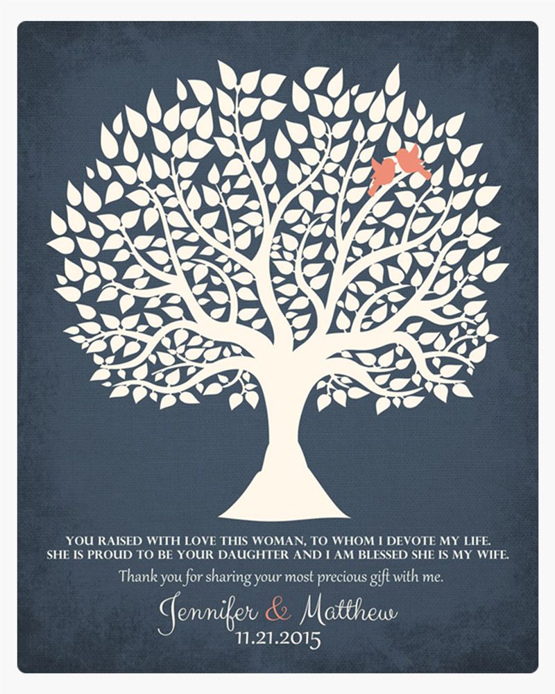 Tree Silhouette Navy Wedding Wall Plaque Gift for Mother Of The Bride LTC-1117