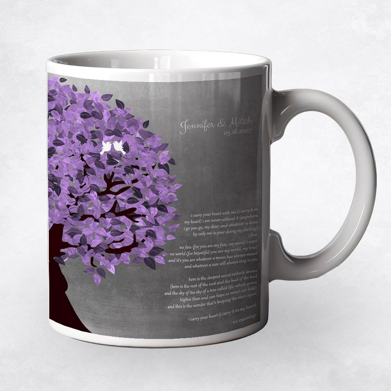 Side Purple Tree Anniversary Ceramic Coffee Mug Gift For Couples M-1483