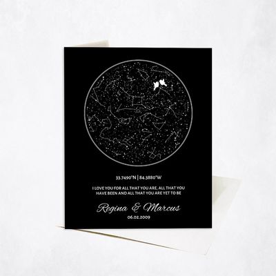 Star Map Anniversary Stationery Card For Couples C-1761