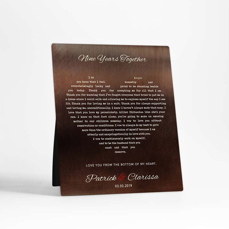 Bronze 5x7 Desktop Plaque Anniversary Gift