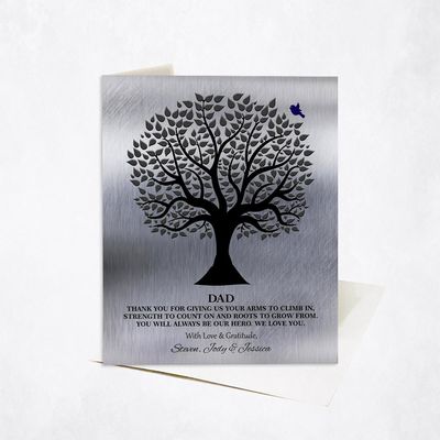 Tree Silhouette And Bird Family Stationery Card For Dad C-1215