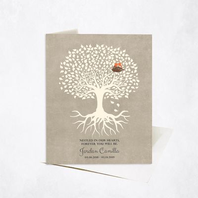 White Tree With Roots Family Stationery Card For Bereaved Parents C-1197