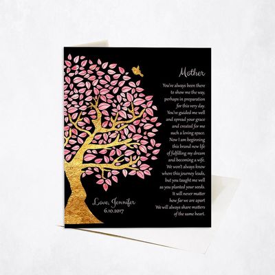 Pink And Gold Tree Wedding Stationery Card For Mom C-1502