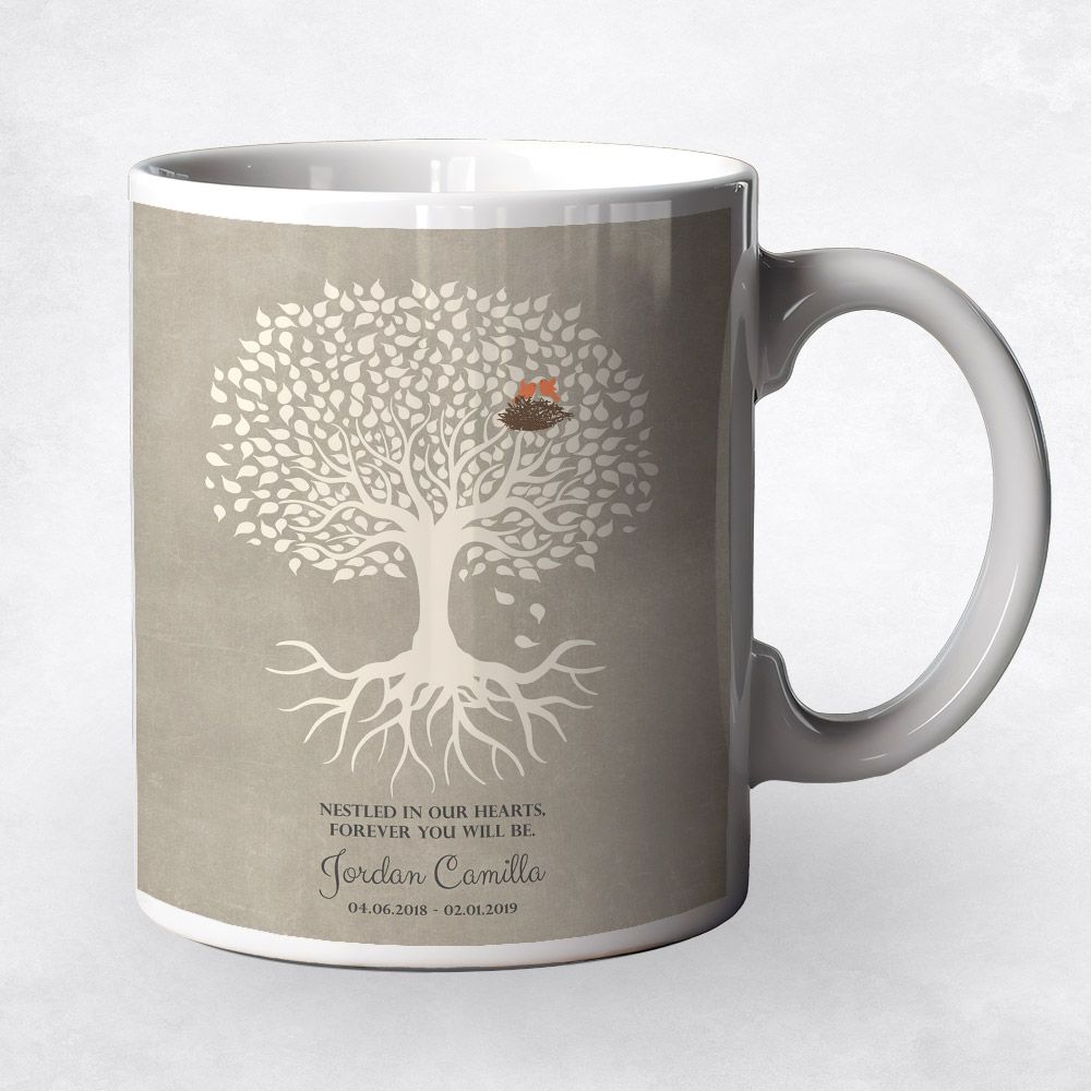 White Tree With Roots Family Ceramic Coffee Mug Gift For Bereaved Parents M-1197