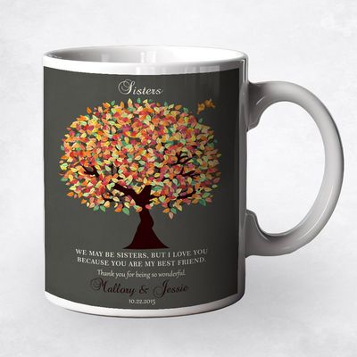 Orange Autumn Tree Wedding Ceramic Coffee Mug Gift For Sister M-1191