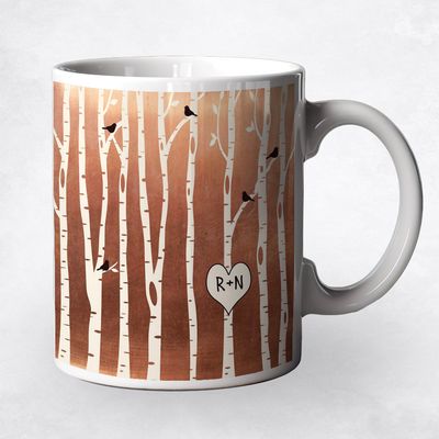 Birch Trees Anniversary Ceramic Coffee Mug Gift For Couples M-1428