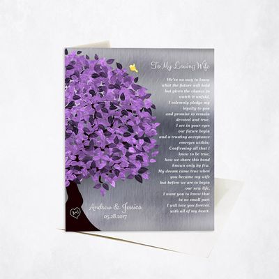 Side Purple Tree Wedding Stationery Card For Bride And Groom C-1490