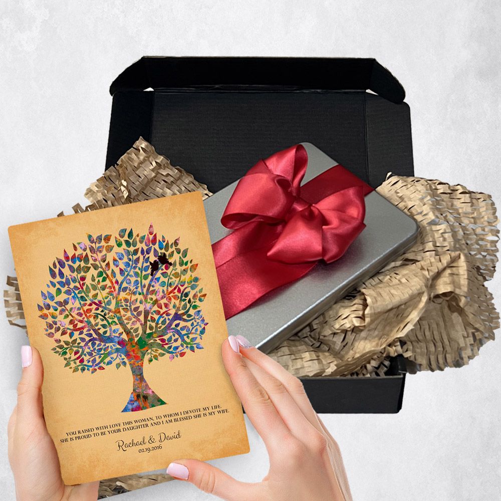 Watercolor Tree Gold Metal Plaque Wedding Gift Delivery For Mother Of The Bride Toy-1259