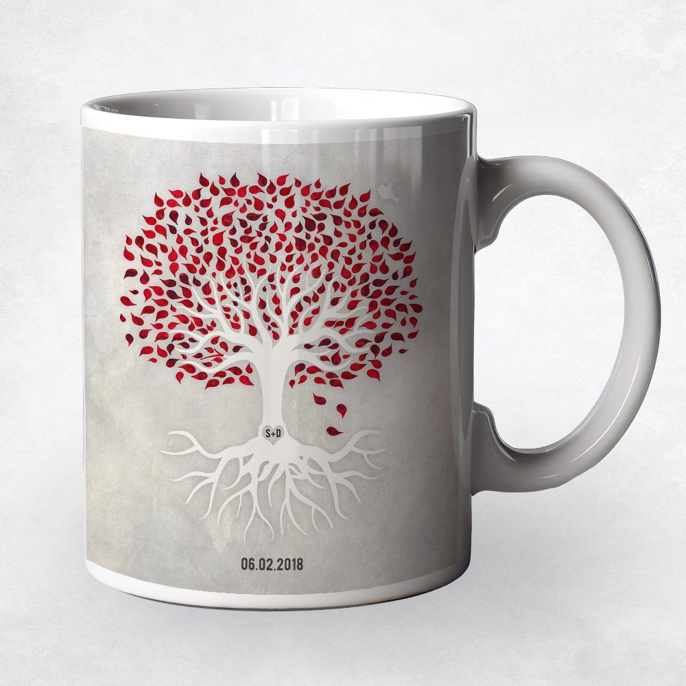 Garnet Treed Anniversary Ceramic Coffee Mug Gift For Couples M-1546