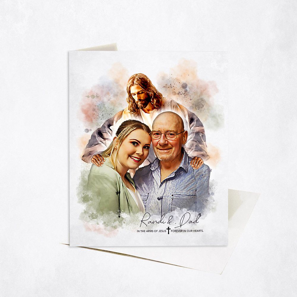 Watercolor Portrait Family Stationery Card For Bereaved Loved One C-1856