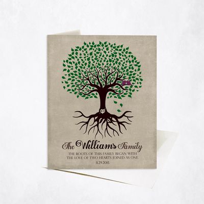 Green Tree With Roots Wedding Stationery Card For Bride And Groom C-1109