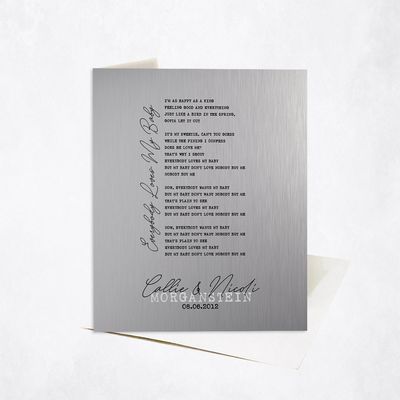 Song Lyrics Anniversary Stationery Card For Couples C-1829