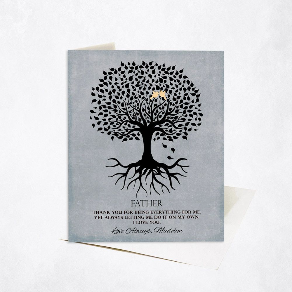 Rooted Tree Silhouette Family Stationery Card For Dad C-1113