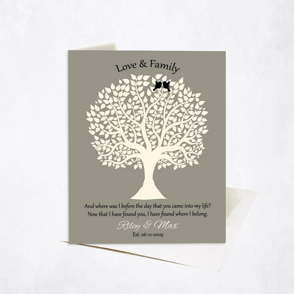 Tree Silhouette Anniversary Stationery Card For Couples C-1361