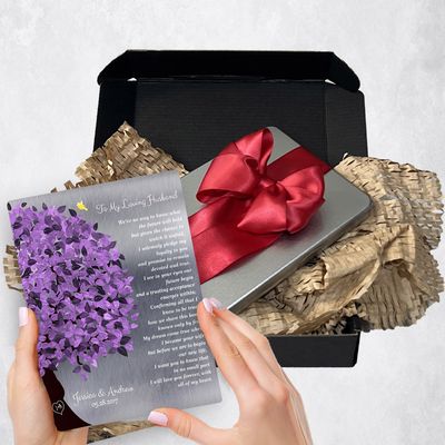 Side Purple Tree Metal Plaque Wedding Gift Delivery For Bride And Groom Toy-1491