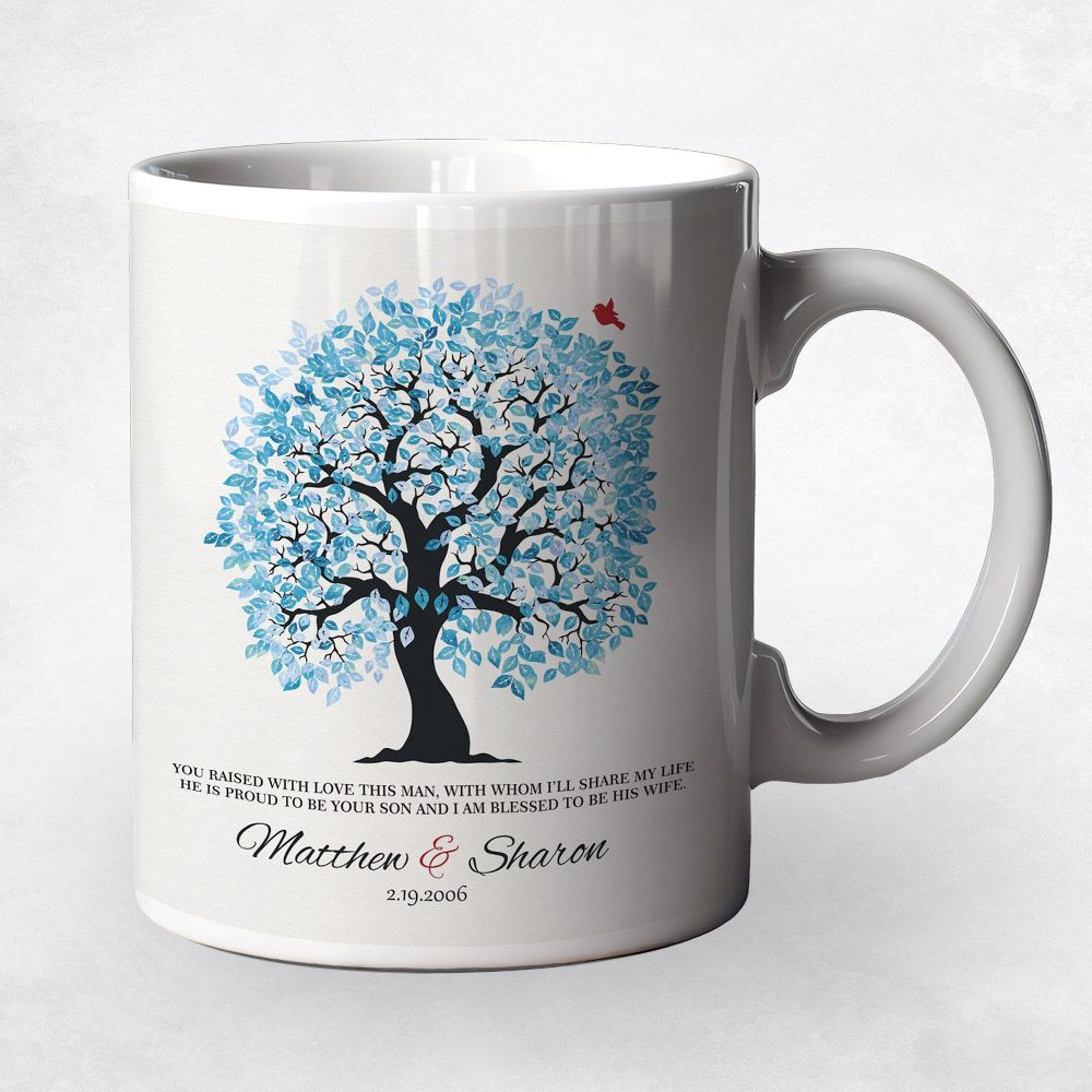 Blue Owl Tree Wedding Ceramic Coffee Mug Gift For Mother Of The Groom M-1271