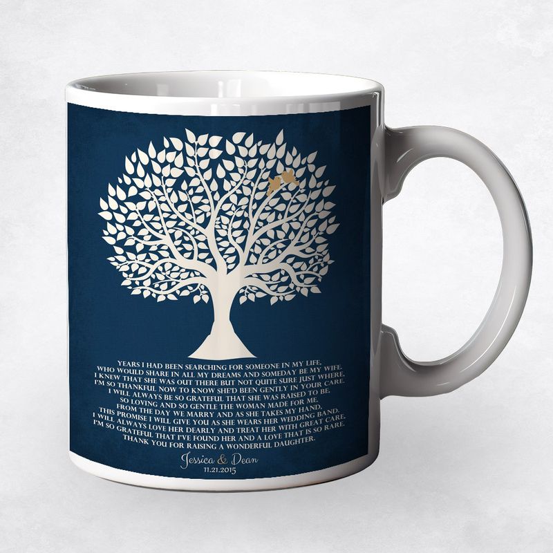 Tree Silhouette Blue Wedding Ceramic Coffee Mug Gift For Mother Of The Bride M-1119