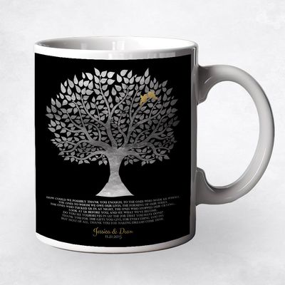 Silver Tree Silhouette Wedding Ceramic Coffee Mug Gift For Parents M-1136