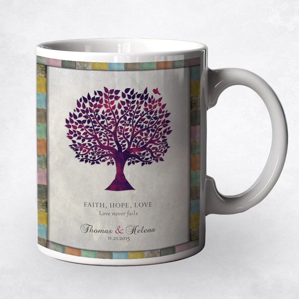 Purple Tree In Color Border Anniversary Ceramic Coffee Mug Gift For Couples M-1525